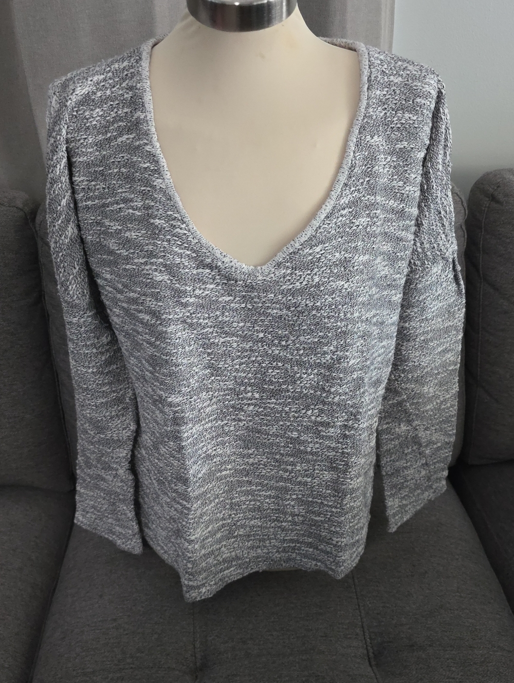 PAIGE Marled Gray V-Neck Sweater